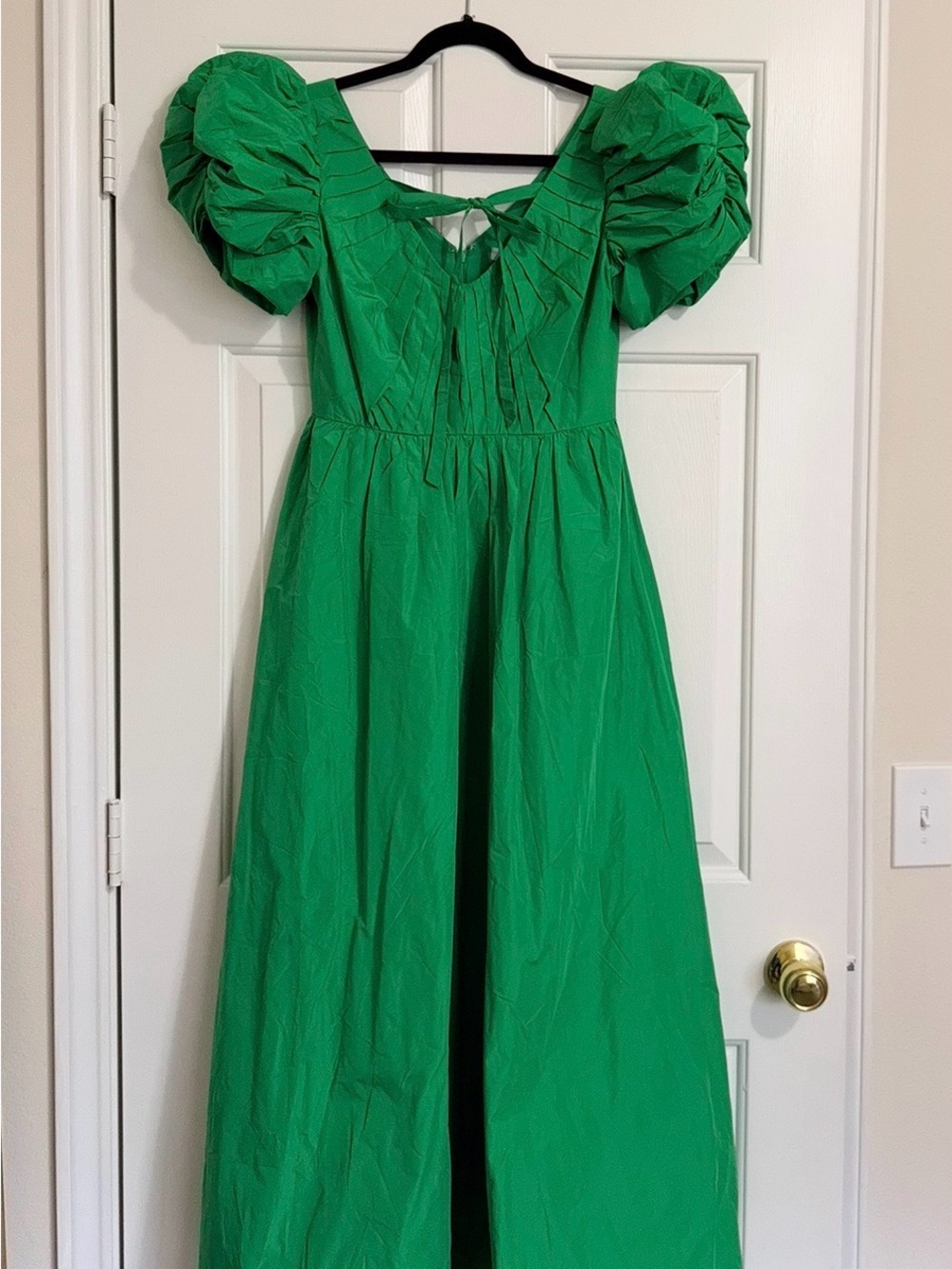 ANTONIO MELANI Emerald Green Puff-Sleeve Midi Dress